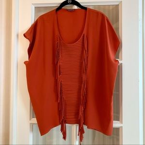 Sachin + Babi orange fringe blouse top